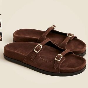 J. Crew New Colbie buckle sandals in suede brown size 8